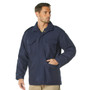 Rothco M-65 Field Jacket, navy blue military-style tactical jacket with multiple pockets and button closures, worn by a male model.