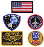 Rothco MA-1 Flight Jacket with Patches, featuring American flag, space explorer, fighter pilot school, flight crew, and aircraft insignia patches.