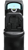 Bushnell RXU-200 Ultra-Compact Reflex Sight RXU200 029757008763, close-up view of the reflex sight showing the lens, reticle, and mounting base.