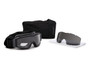 ESS Profile NVG Asian Fit Black with Clear and Smoke Gray Lens Kit, goggles with black frame and adjustable strap, lens kit includes clear and smoke gray lenses, carrying pouch included.