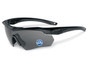 ESS Crossbow One Black with Polarized Gray Ballistic Eyeshield, polarized safety glasses for shooting and outdoor activities.