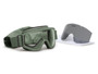 ESS Land Ops Foliage Green with Clear and Smoke Gray Goggles, tactical eyewear with foliage green frame, clear and smoke gray lens options, includes protective case and lens cover.