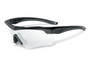 ESS Crossbow Black 2X with Clear & Smoke Gray Eyeshield Kit, sports sunglasses with a white frame and black accents, including interchangeable clear and smoke gray lenses, designed for tactical or outdoor activities.