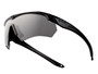 ESS Crossbow One Black Eyeshield, black and silver sports sunglasses with mirrored lenses and curved frames.