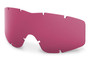 ESS Profile NVG Black Goggles with Laser LPL-5, pink tinted lenses and black frame, outdoor tactical eyewear.