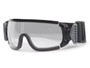 ESS Jumpmaster Black Goggles, protective eyewear with black frame and clear lens, adjustable strap, lightweight sports design.