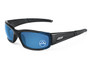 ESS CDI Tactical Sunglasses ESS-EE9002, black frame with blue polarized lenses, lightweight sports design.