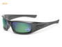 ESS 5B Sunglasses, black sports sunglasses with polarized green-tinted lenses.