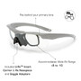 ESS Crossbow Sunglasses ESS-EE9007, tactical eyewear with fit behind primary lens, accommodates wide Rx range +8 to -10, includes U-Rx insert, carrier, Rx nosepiece, and goggle adapters for enhanced vision protection.