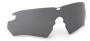 ESS Crossblade Black Eyeshield with Clear & Smoke Gray, model ESS-EE9032-02, featuring a sleek black design and dual lens options for versatility.