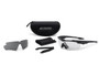 ESS Crossblade NARO Eyeshield Kit - Clear & Smoke Gray, image showing replacement eyeshields, protective case, glasses, and accessories for sports eyewear.