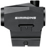 Simmons 1x20 Pro Target Tube Red Dot Sight, black tactical sight with mounting base and adjustment knobs