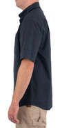 Iron & Haft Tradesman Short Sleeve Stretch Canvas Work Shirt TRADESMAN-SSS, a navy blue short sleeve work shirt made of stretch canvas fabric, designed for durability and comfort in tradesmen's work environments.