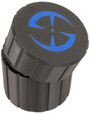 LAPG Tactical Spare Battery Container, black cylindrical protective case with blue logo on top.
