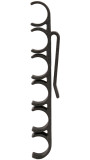 LAPG Shotgun Shell Holder - 3 Pack TDP-SSH 840277253064, black plastic shotgun shell holder with six curved slots for holding shotgun shells.