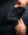 Eberlestock Fade Tactical Admin Pouch FA4MB, open black tactical admin pouch showing organized interior compartments.
