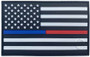 LA Police Gear Thin Blue/Thin Red Line Split PVC US Flag Patch PATCH-THIN-BLRL