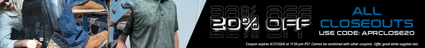 20% Off Closeouts - Use Coupon Code: APRCLOSE20
