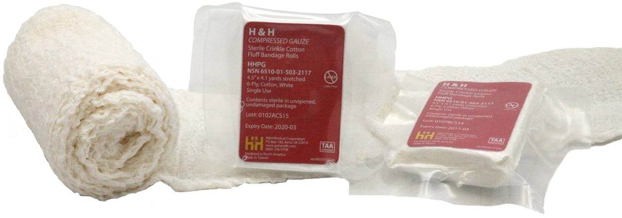 Elite First Aid Compressed Gauze Bandages 4.5in x 4yds