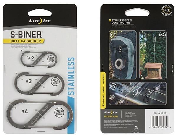 Nite Ize S-Biner Stainless Steel #4 Black Dual-Gated Carabiner Tool  75lb(2-Pack)