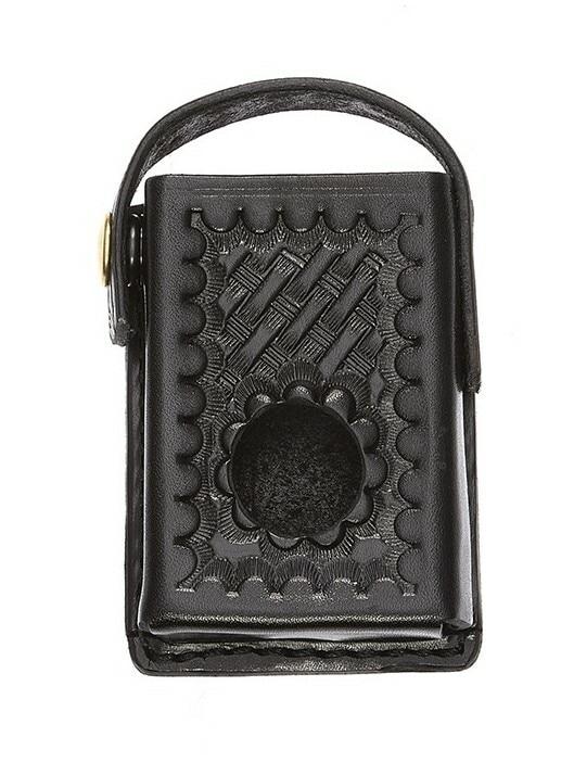 Aker Leather 508 Handcuff Case - Genuine Leather, Fits Standard Chain Or Hinged Handcuffs, Black Basketweave - View #5