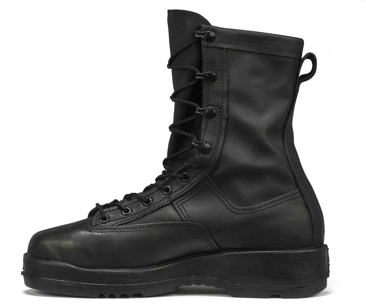 Belleville Mens Black Leather Hot Weather Steel Toe Military