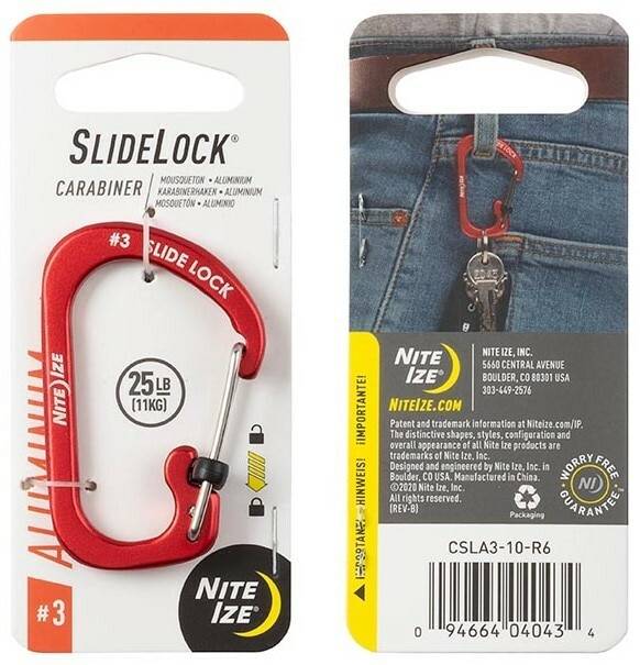 Moschettone Nite Ize SlideLock #3 Alluminio Rosso - Portata 11 Kg