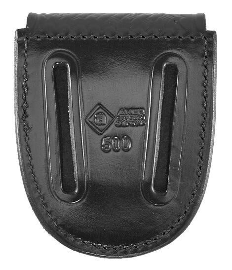 AKER Police Duty Patrol Key Holder Keeper Plain Black Leather Key