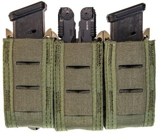 High Spees Gear Triple Pistol TACO MOLLE Mount Pouch, Black, Holds