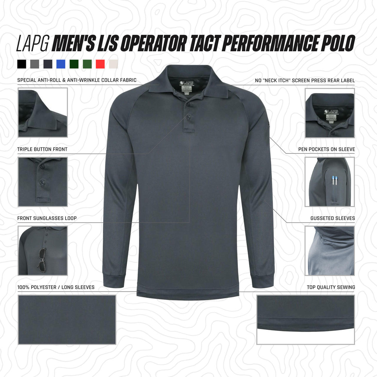 LAPG Long Sleeve Operator Tactical Performance Polo Shirt