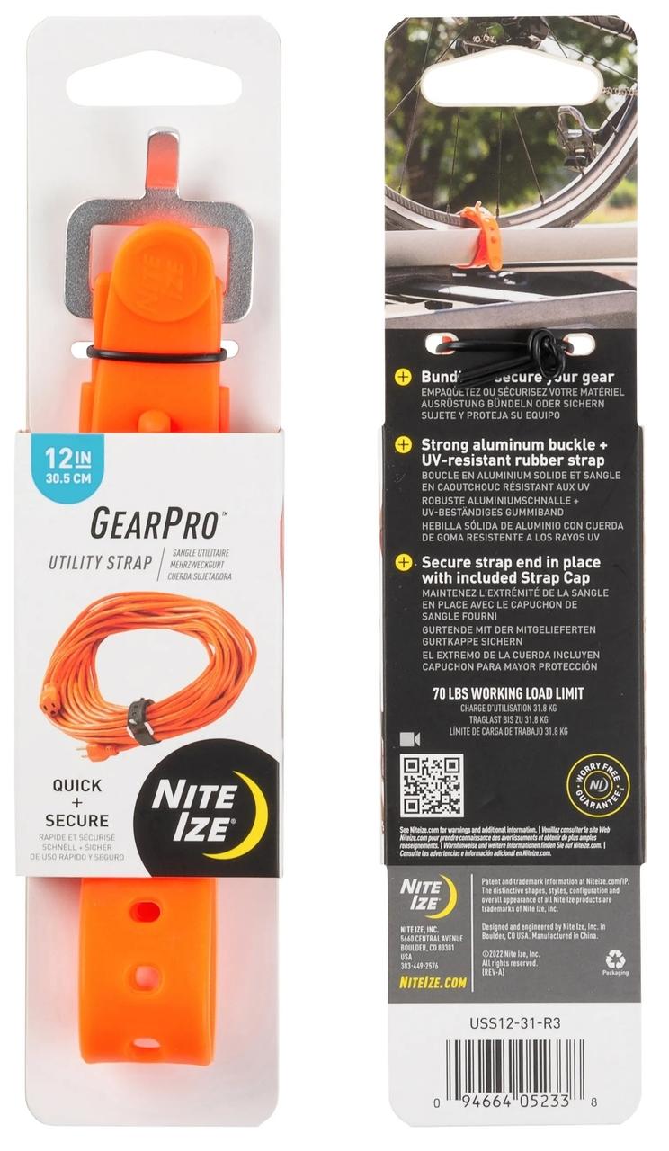 Nite Ize GearPro Cinghia Utilitaria 30,5 Cm - Arancione Fluorescente - Gomma TPU Resistente UV - Fibbia Alluminio - Carico 31,8 Kg