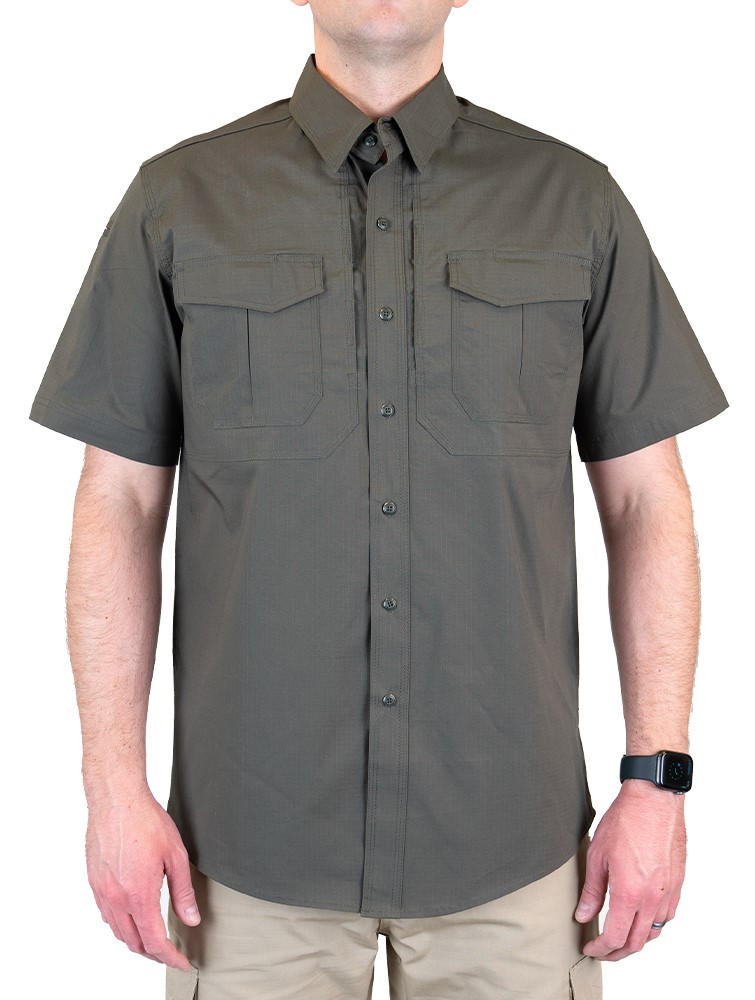 LAPG Men's Battle Rattle Stretch Button Up Short Sleeve Shirt