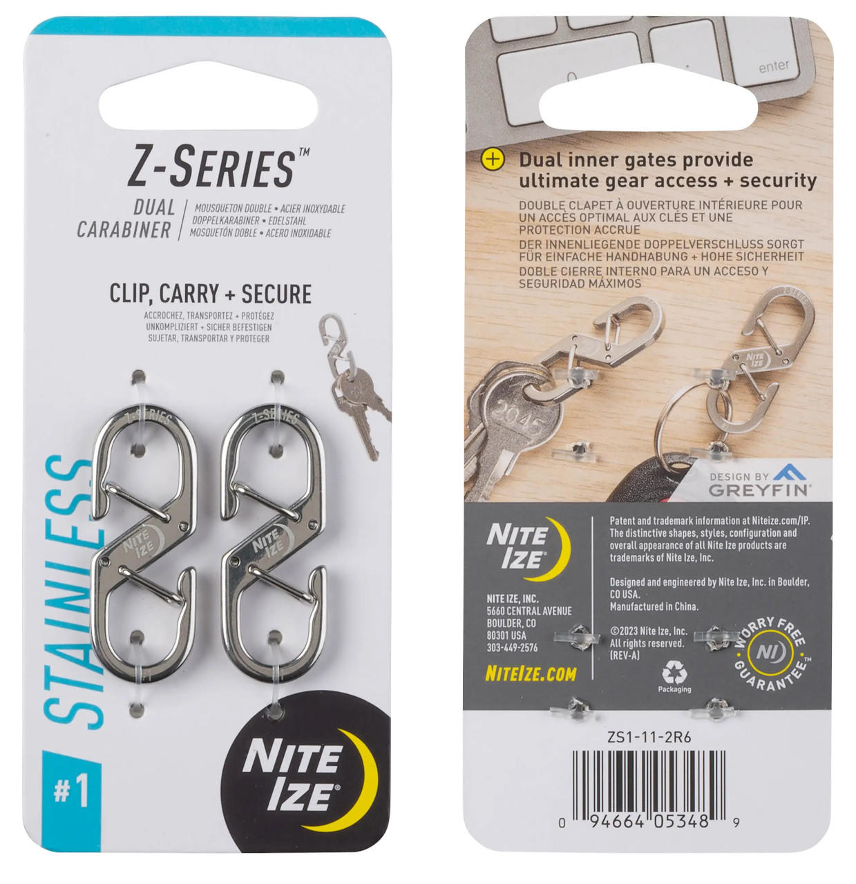 NiteIze Z-Series #1 Dual Carabiner 2 Pack ZS1-11-2R6