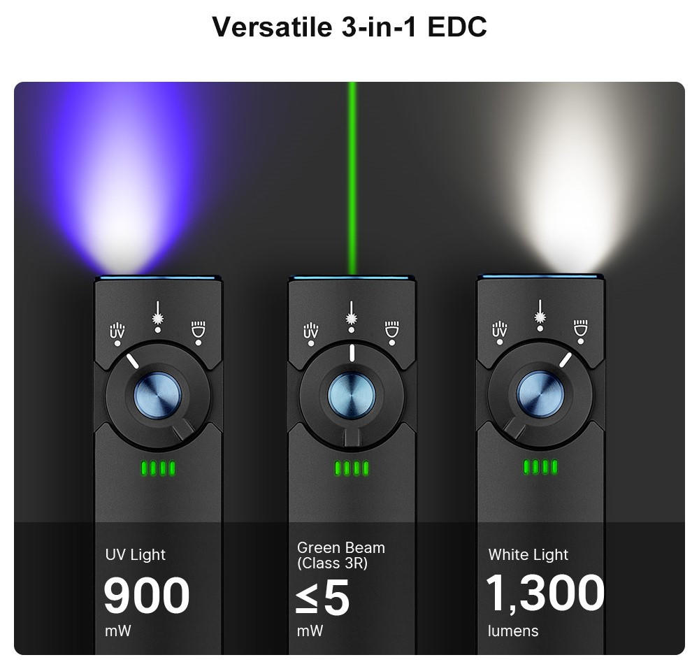 Olight Arkfeld Pro Flat EDC Rechargeable Flashlight w UV and