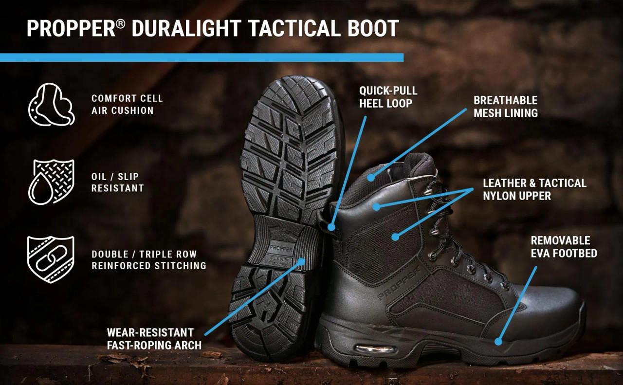 Propper Tactical Boots Mens Size 13 M Black Leather Duralight Nylon 8\
