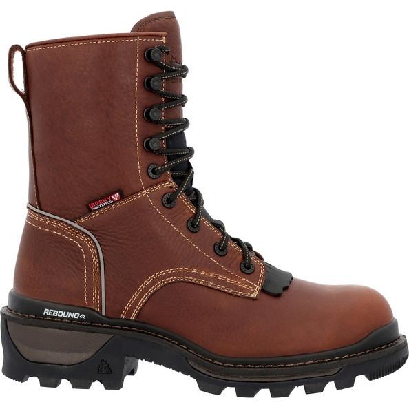 Rocky RKK0397 Rams Horn Men's Brown Logger Waterproof Oil and Slip
