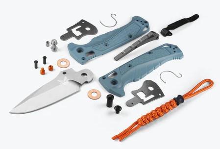 Benchmade Mini Adira Depth Blue Grivory Drop-point Folding Knife-18065