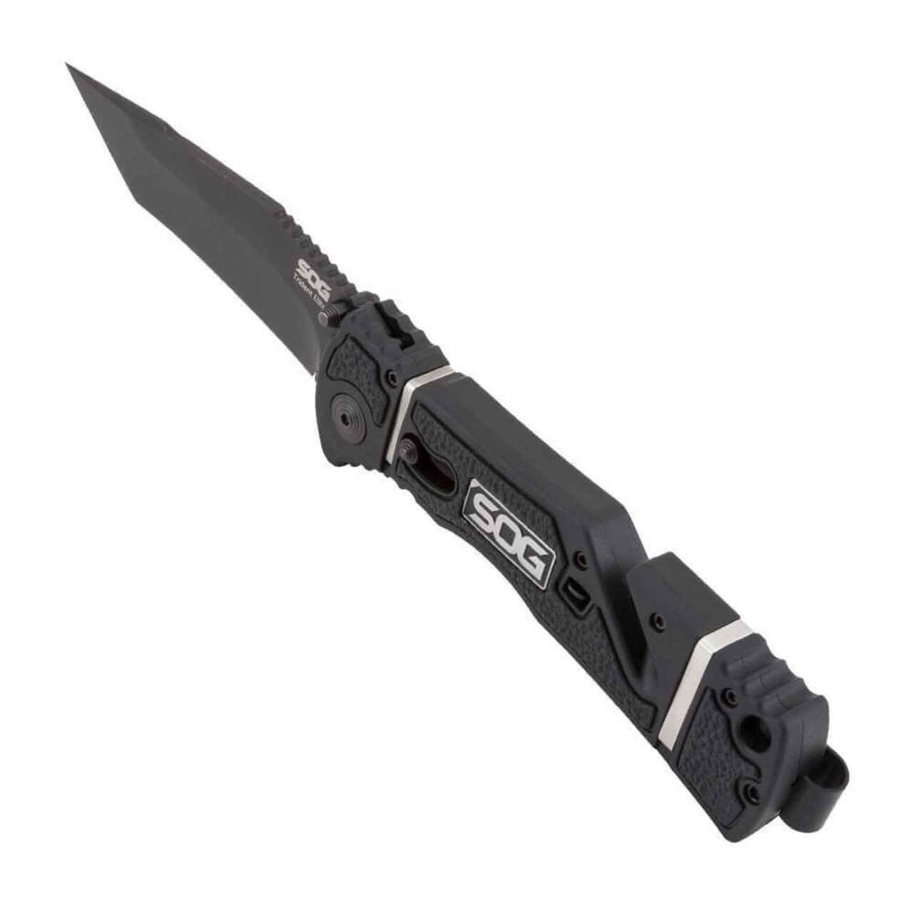 SOG Trident Elite Straight Edge Tanto Black TiNi EDC Folding Knife