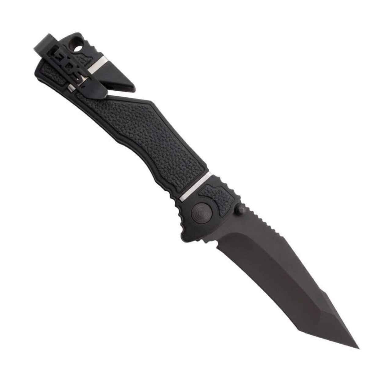 SOG Trident Elite Straight Edge Tanto Black TiNi EDC Folding Knife