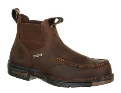 Georgia Boot Athens 5" Brown Waterproof Chelsea Boot | 13-Wide | Leather/Rubber | LAPoliceGear.com