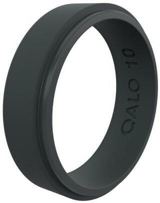 Qalo QS9-MNG Men's Slate Grey Step Edge Narrow Polished Ring