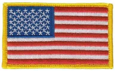 Heros Pride US FLAG Med Gold Border Patch with Hook