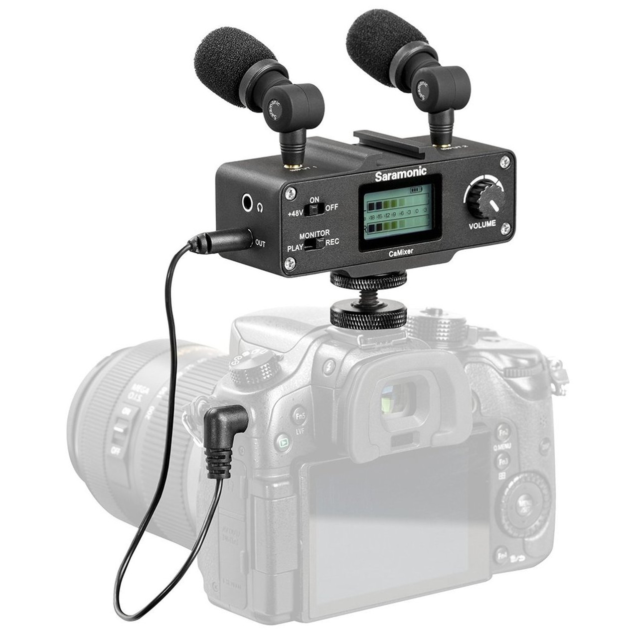 On-Camera Adapter & Mixer with Dual Microphones & for DSLR, Mirrorless & Video Cameras - Mojo Computers