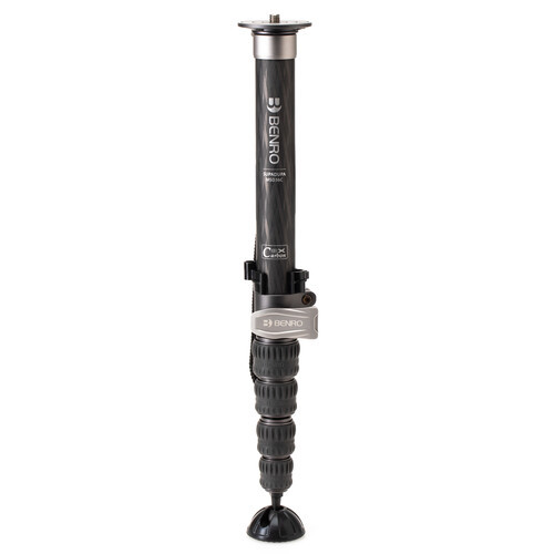 Benro MSD36C SupaDupa Monopod, 64.9" max height,  carbon fiber, spiked foot, CNC machined aluminum  flip lock - Front View