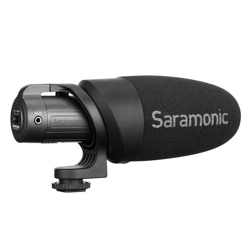 CamMic+ On-Camera Battery-Powered Shotgun Microphone for DSLR, Mirrorless & Video Cameras or Smartphones & Tablets - Left View