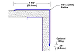 48in x 1.5in x 1.5in - 90 Degree, 125, Tread Brite, Mirror Finish, Aluminum Diamond Plate Corner Guard - Cad Drawing - Width