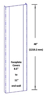 48in x 1.5in x 8.5in x 1.5in - 90 Deg, 16ga, Type 304, Satin #4 Finish, 3 Piece Stainless Steel End Wall Cap