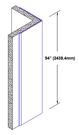 94in x 0.75in x 0.75in - 90 Degree, 125, Tread Brite, Mirror Finish, Aluminum Diamond Plate Corner Guard - Cad Drawing - Height