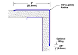24in x 2in x 2in - 90 Degree, 125, Tread Brite, Mirror Finish, Aluminum Diamond Plate Corner Guard - Cad Drawing - Width