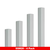 4ft x 2in x 2in - 90 Deg, Surface Mount, Vinyl Corner Guard, with Aluminum Retainer & End Caps - 4 Pack - Acrovyn - QuickShip Common Colors